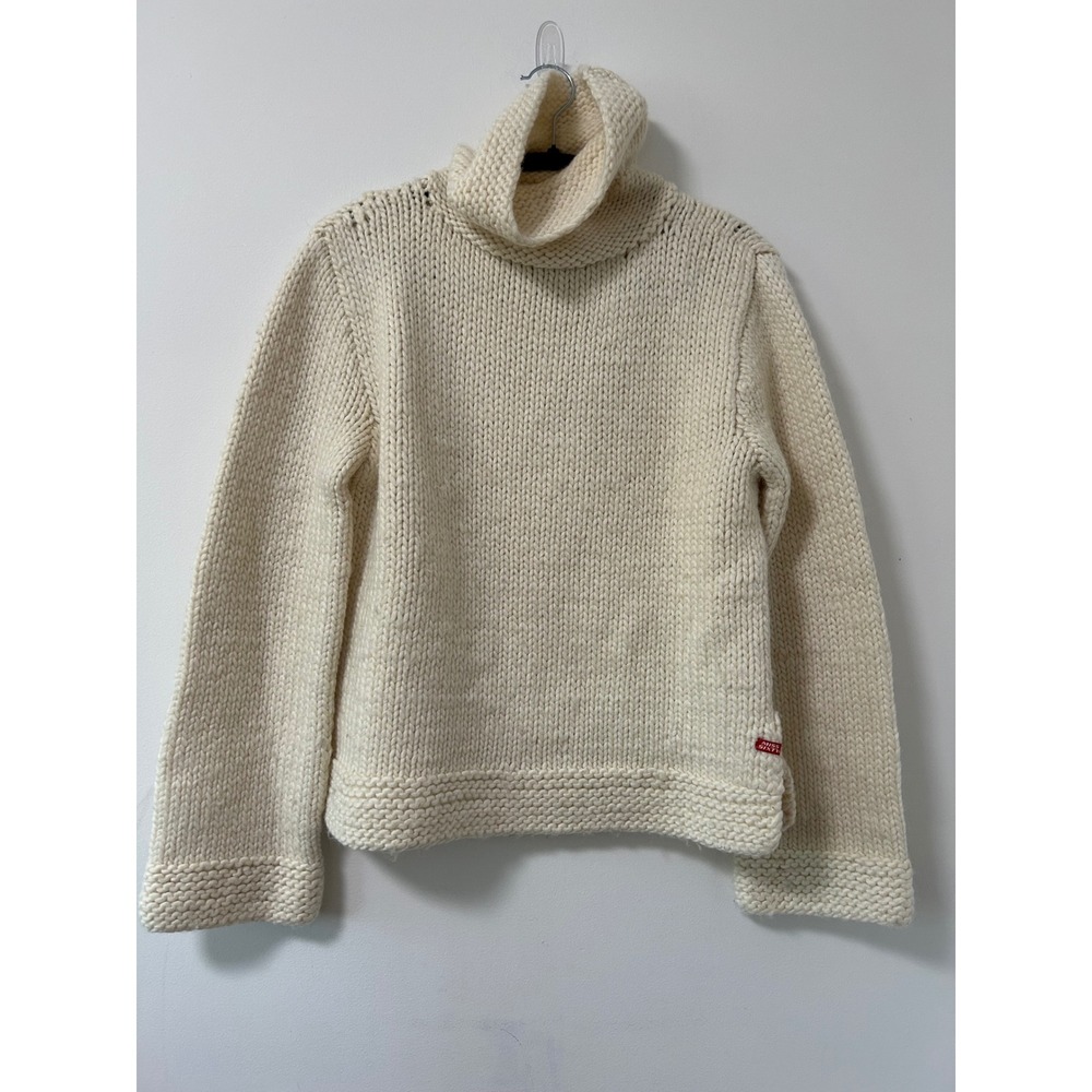 Y2K Miss Sixty Turtleneck Sweater Women Large Cream Chunky Knit Coquette Wool